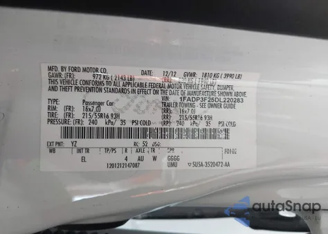 2013 Ford Focus Se z USA, uszkodzony, nr VIN 1FADP3F25DL220283